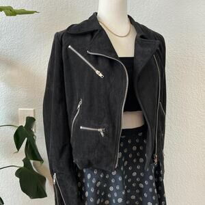 Vintage Style Suede Moto Jacket